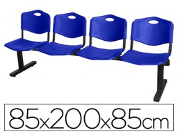 Bancada de espera Q-Connect 4 asientos azul